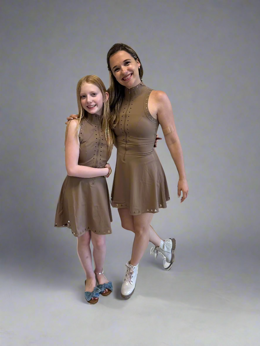 Brilliance & Melrose High-Neck Perforated Cropped Skating DRESS
