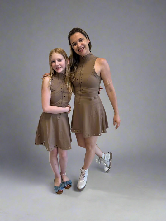 Brilliance & Melrose High-Neck Perforated Cropped Skating DRESS