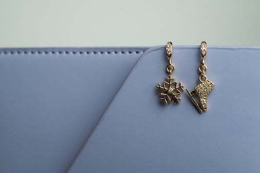 Brilliance & Melrose Asymmetric Snow and Ice Skating Earrings