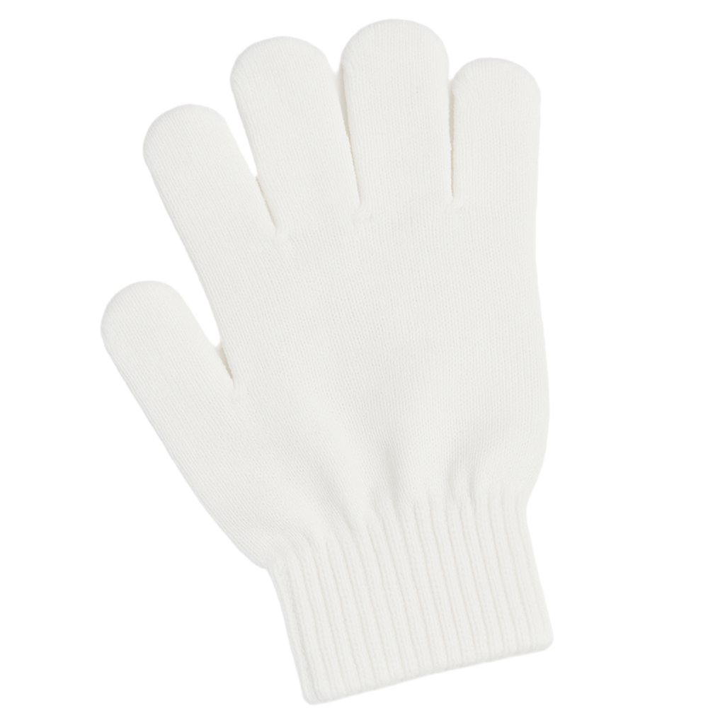 White knit gloves on a white background
