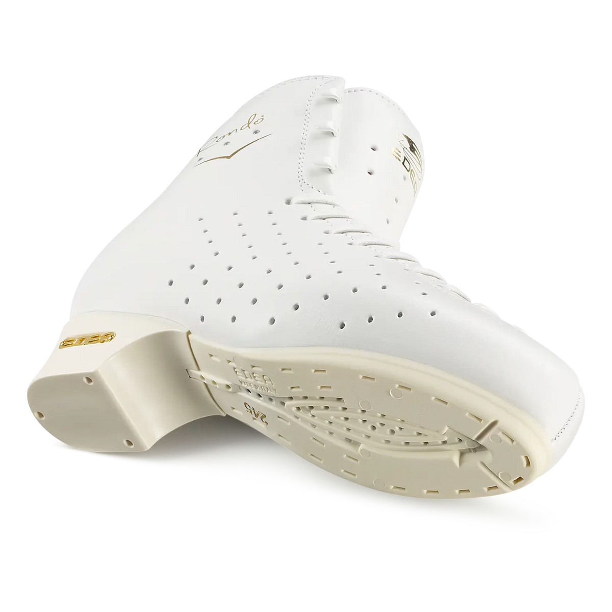 White Edea Rondo roller boot viewed from below to show the sole