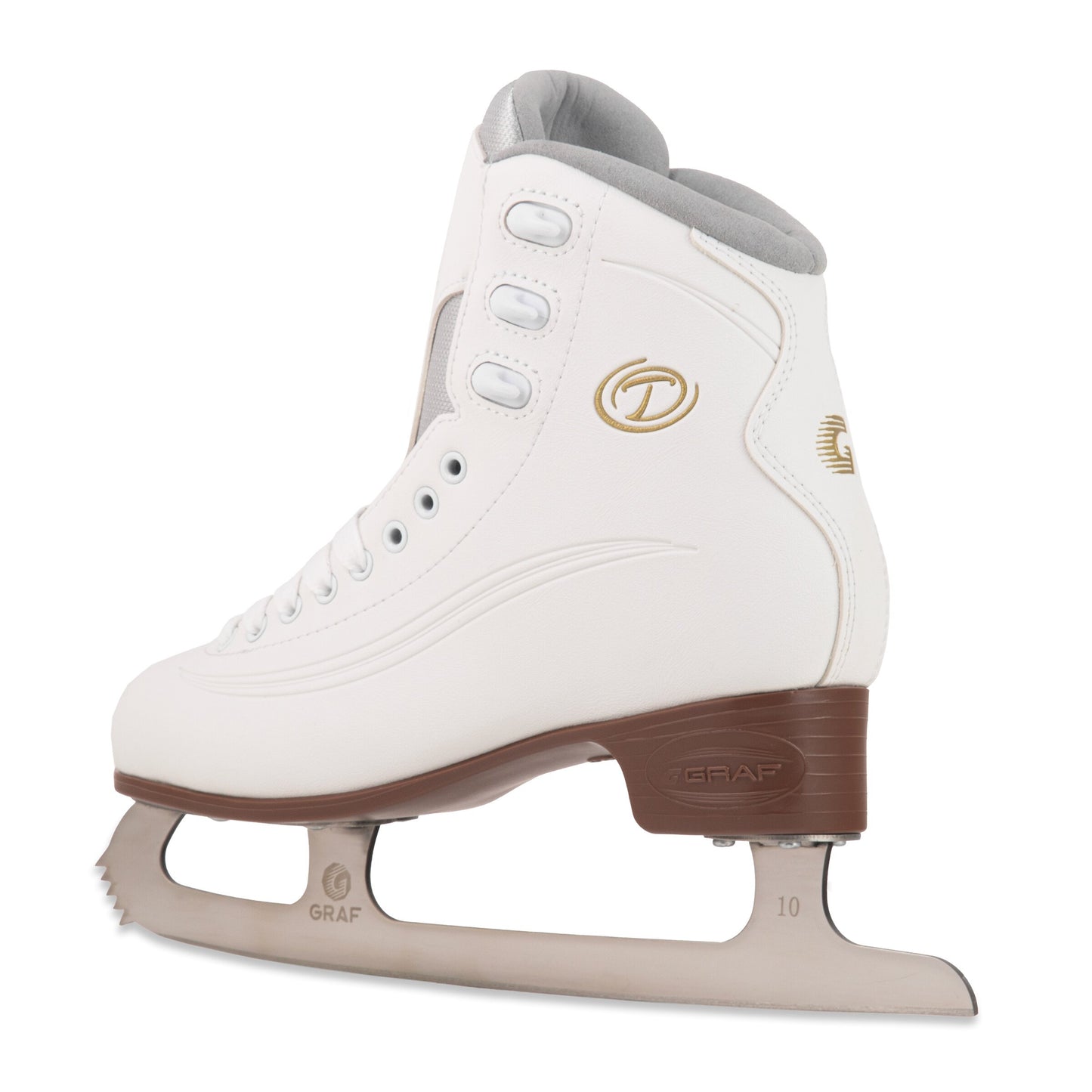 GRAF TANGO WHITE ICE SKATES WITH SHINY STAINLESS BLADES
