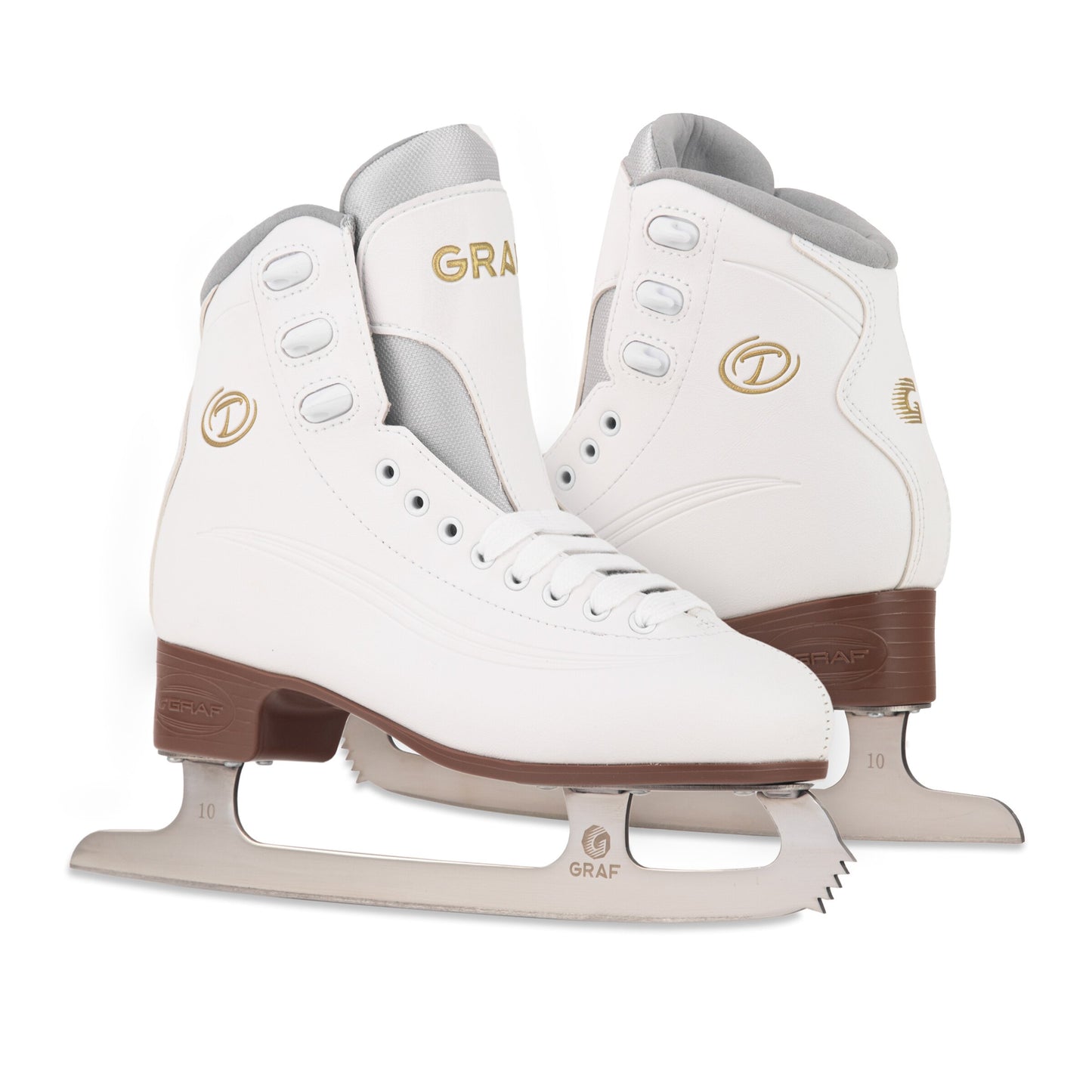 GRAF TANGO WHITE ICE SKATES WITH SHINY STAINLESS BLADES