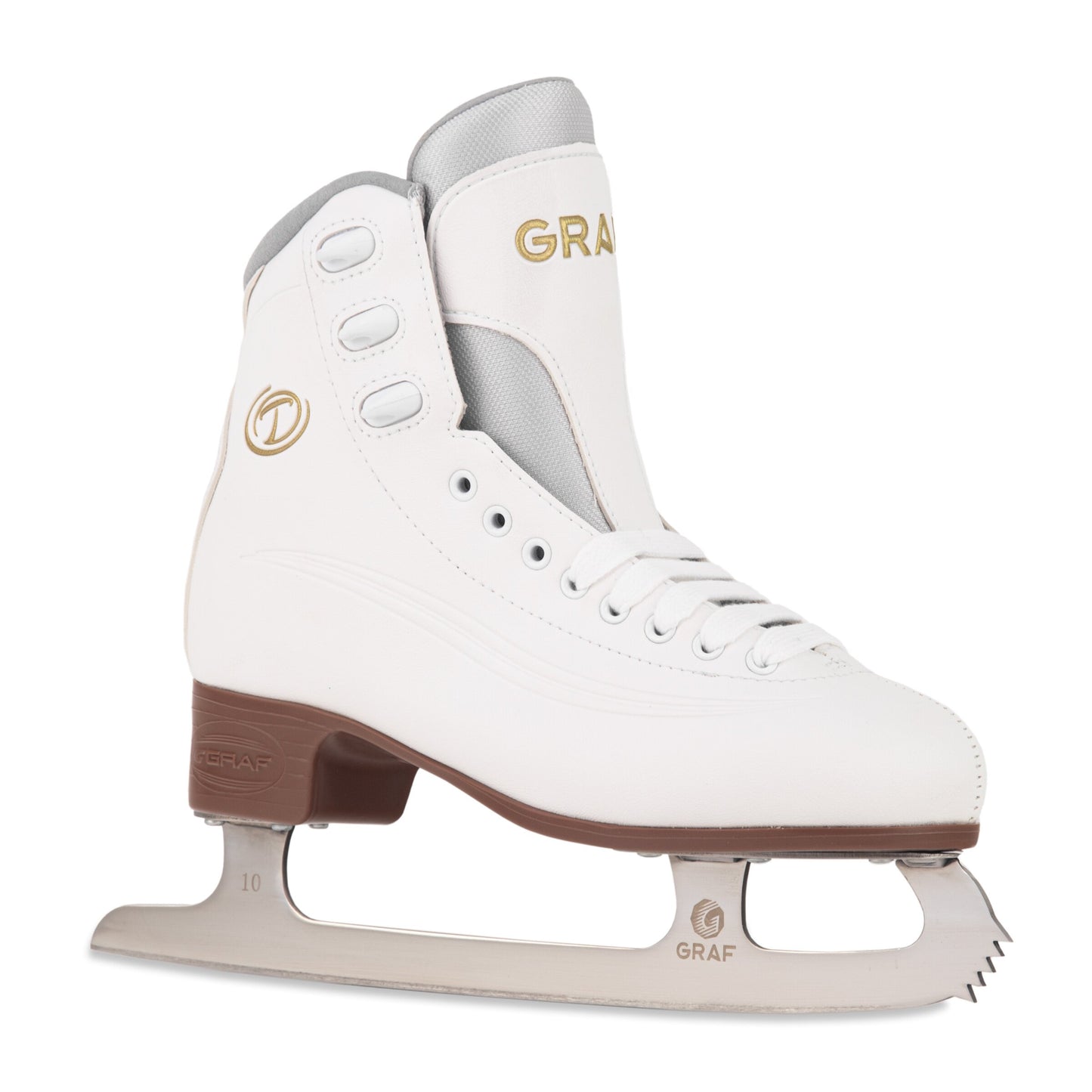 GRAF TANGO WHITE ICE SKATES WITH SHINY STAINLESS BLADES