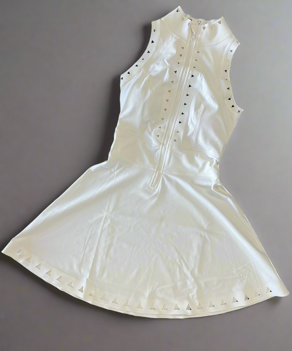 Brilliance & Melrose High-Neck Perforated Cropped Skating DRESS