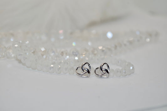 Heart Swizzle Silver Earrings