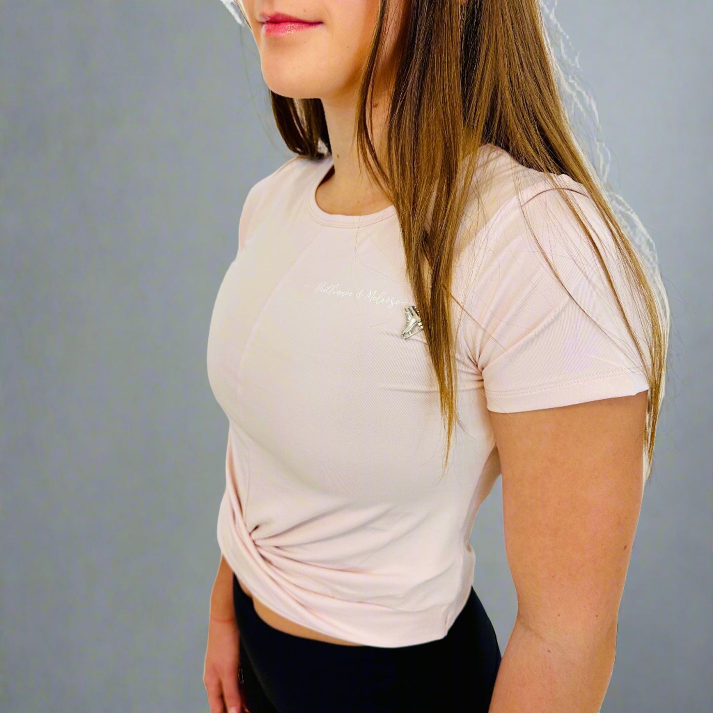 Brilliance & Melrose Front Twist Skating Crop Top