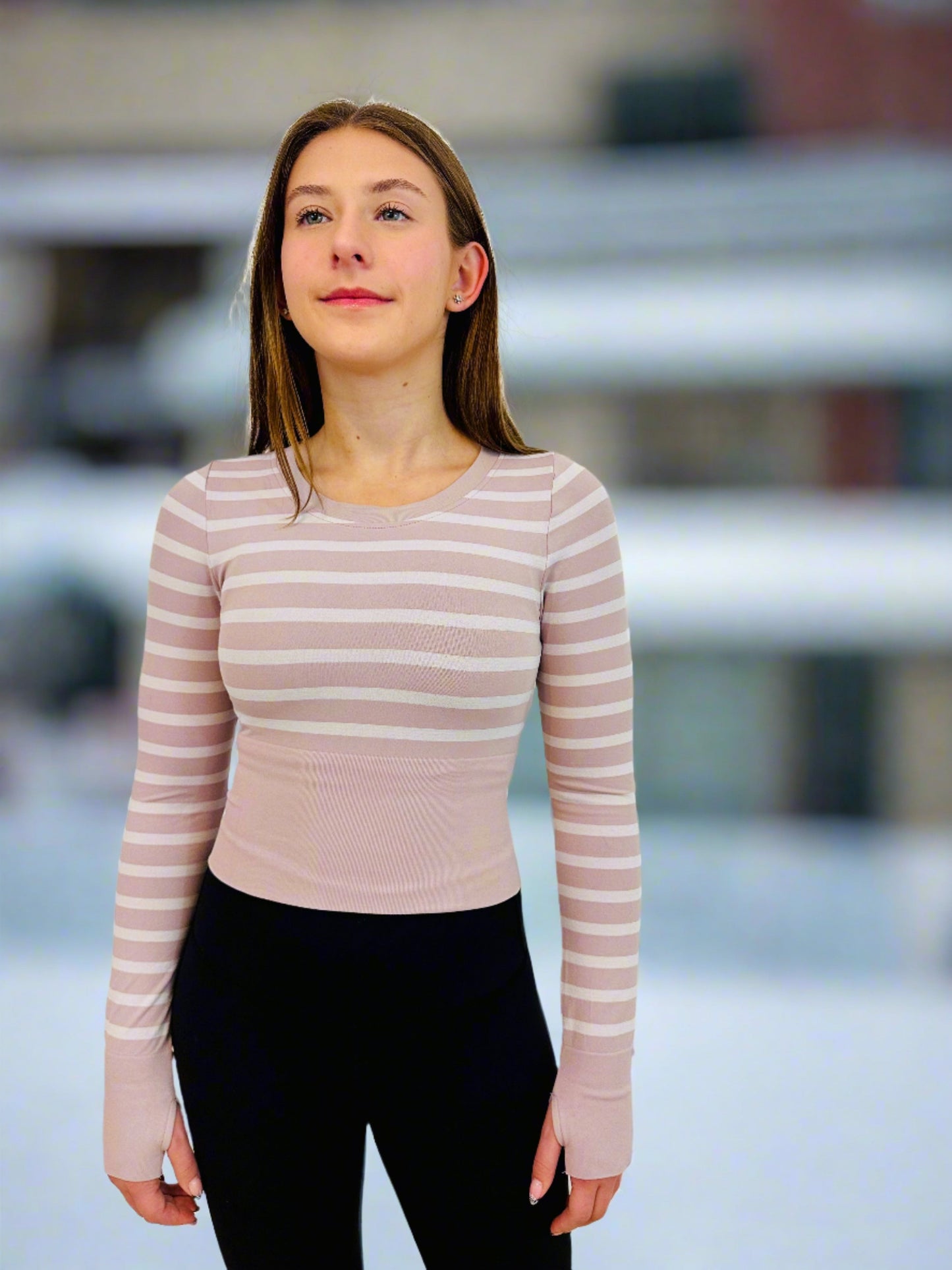 Brilliance & Melrose Striped Skating Crop Shirt