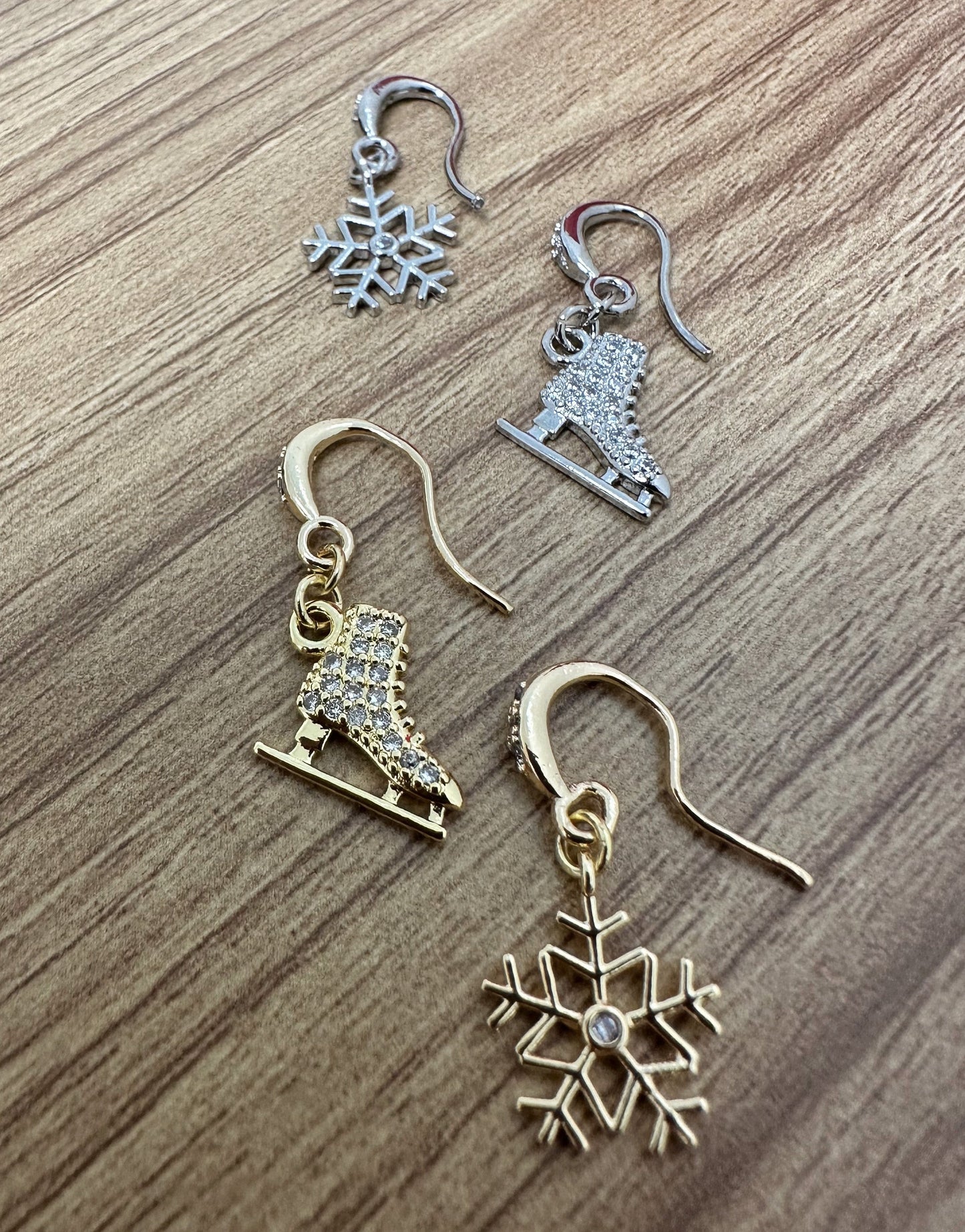 Brilliance & Melrose Asymmetric Snow and Ice Skating Earrings
