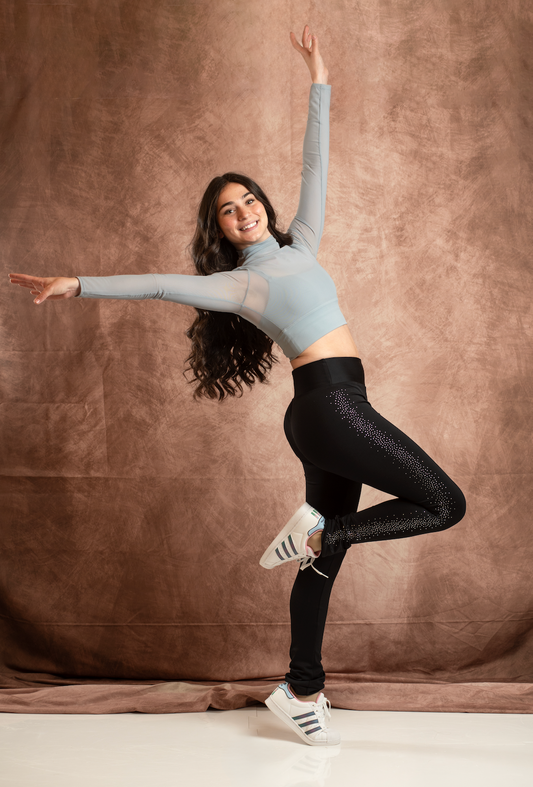 Brilliance & Melrose Mesh Ice Skating Crop Top