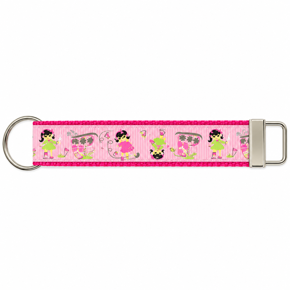 Pink Skaters and Skates ribbon key fob