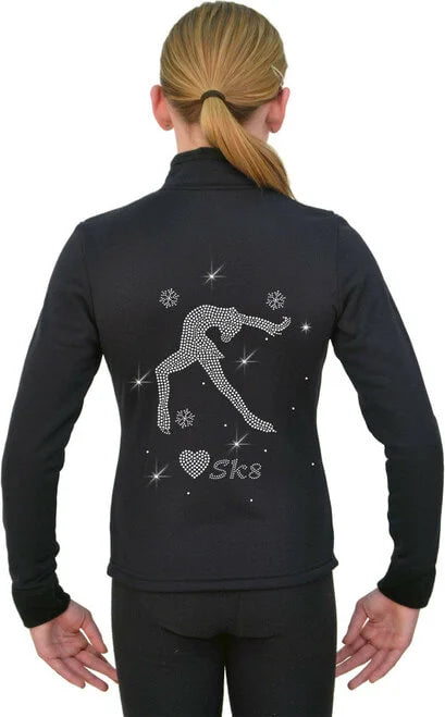Chloe Noel J11 Solid Polar Fleece Figure Skating Jacket with Large Crystals