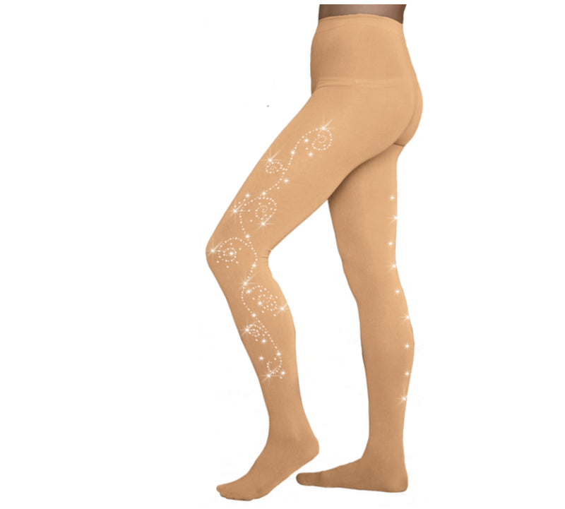 Chloe Noel TF8830 Crystal Tights - Crystal Swirls On Both Thighs