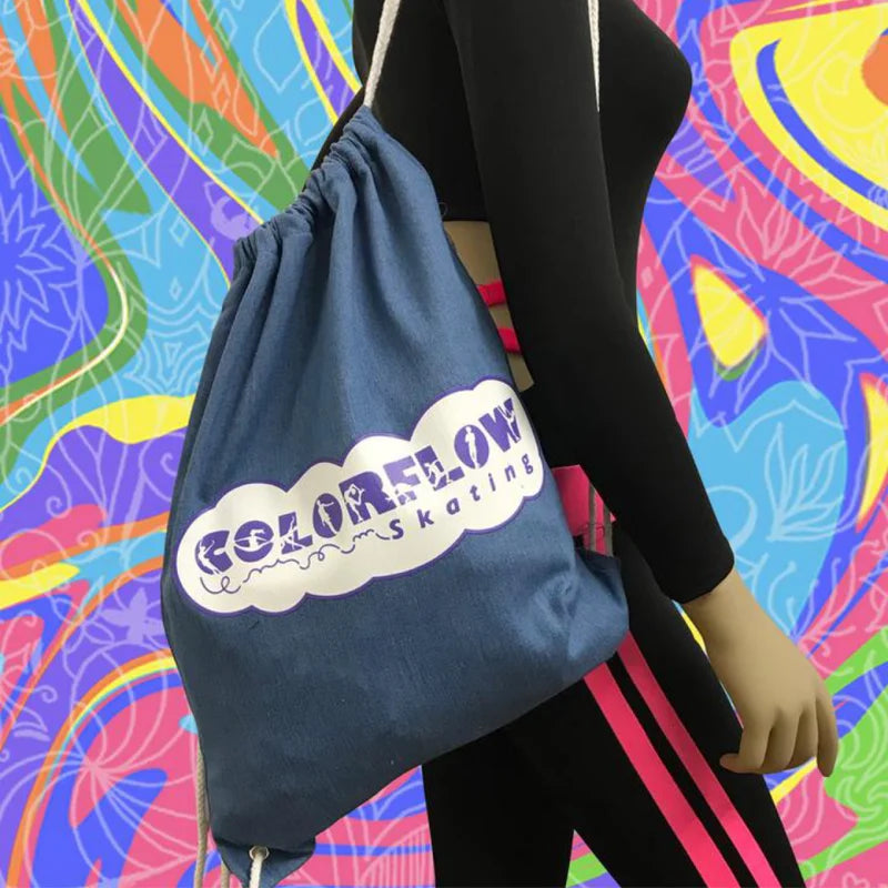 ColorFlow Skating Soft Denim Woven Cotton Drawstring Bag
