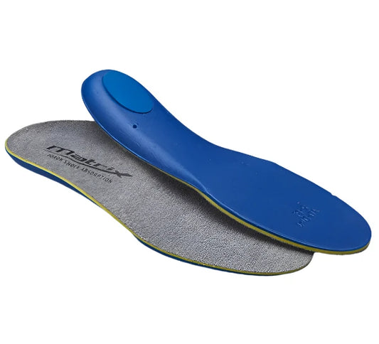 Jackson figure skate grey insoles with smooth top and blue bottom on a white background