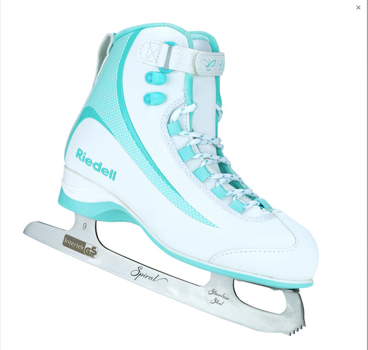 Riedell Soar Mint Blue Skate with Spiral Blade