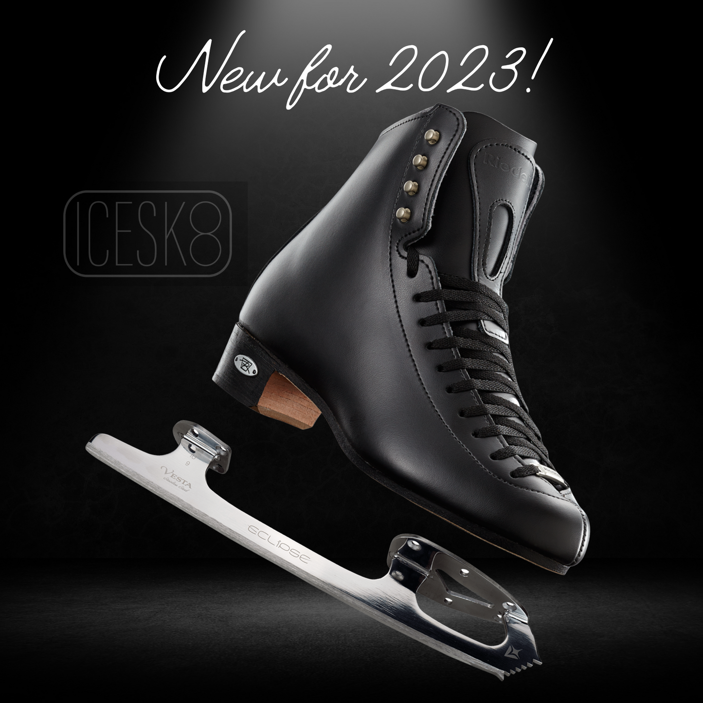 Riedell 223 Stride Mens Black Skate Set with Vesta Blade