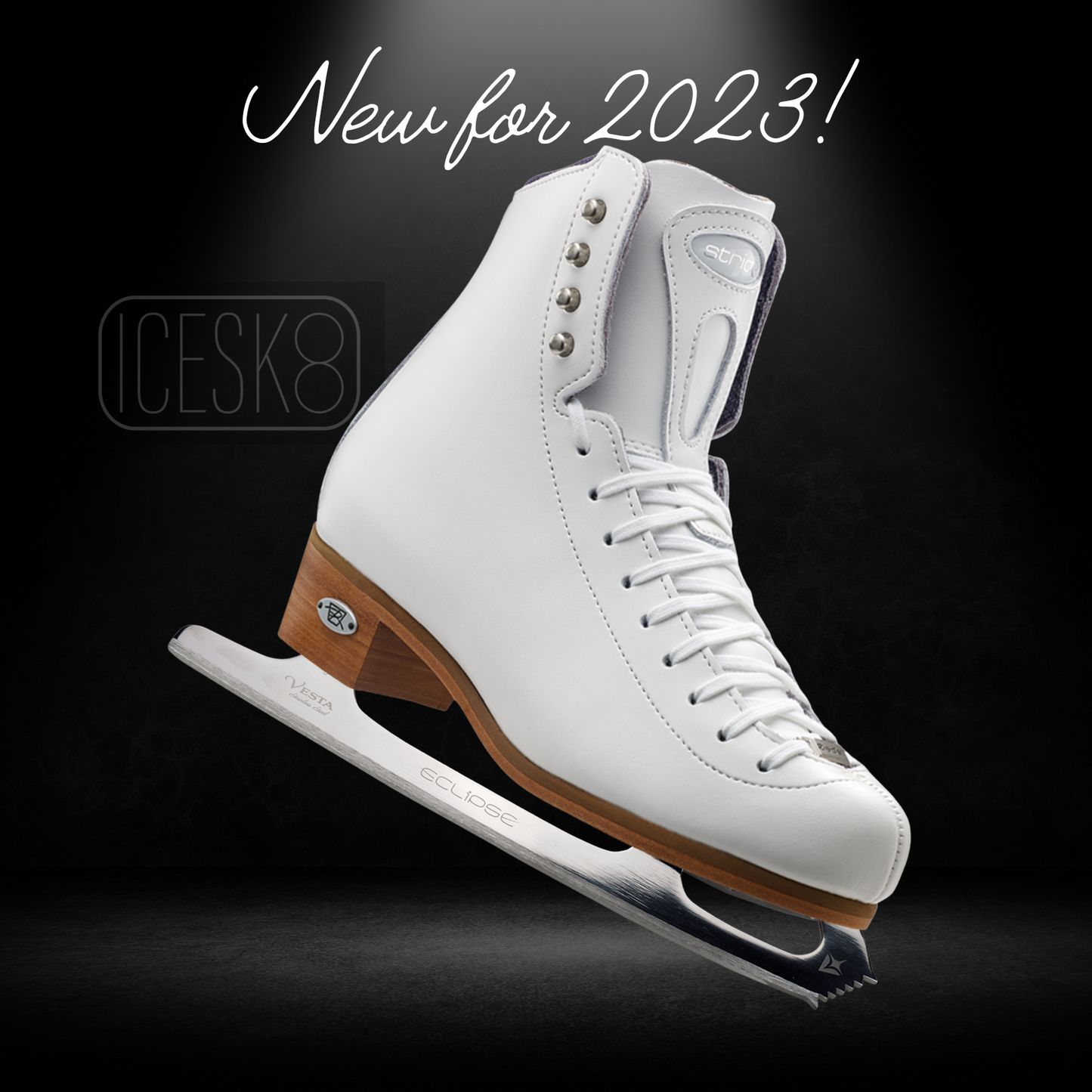 Riedell Stride 23 White Ice Skates with Vesta Blade