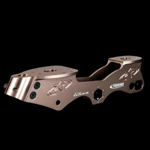 solid roll line inline frame side profile on a black background