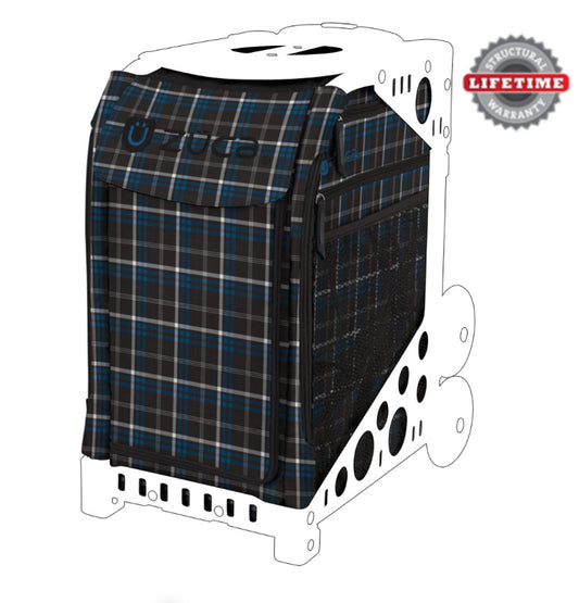 Zuca Imperial Plaid Insert Bag with Free Lunchbox and Optional Rolling Frame