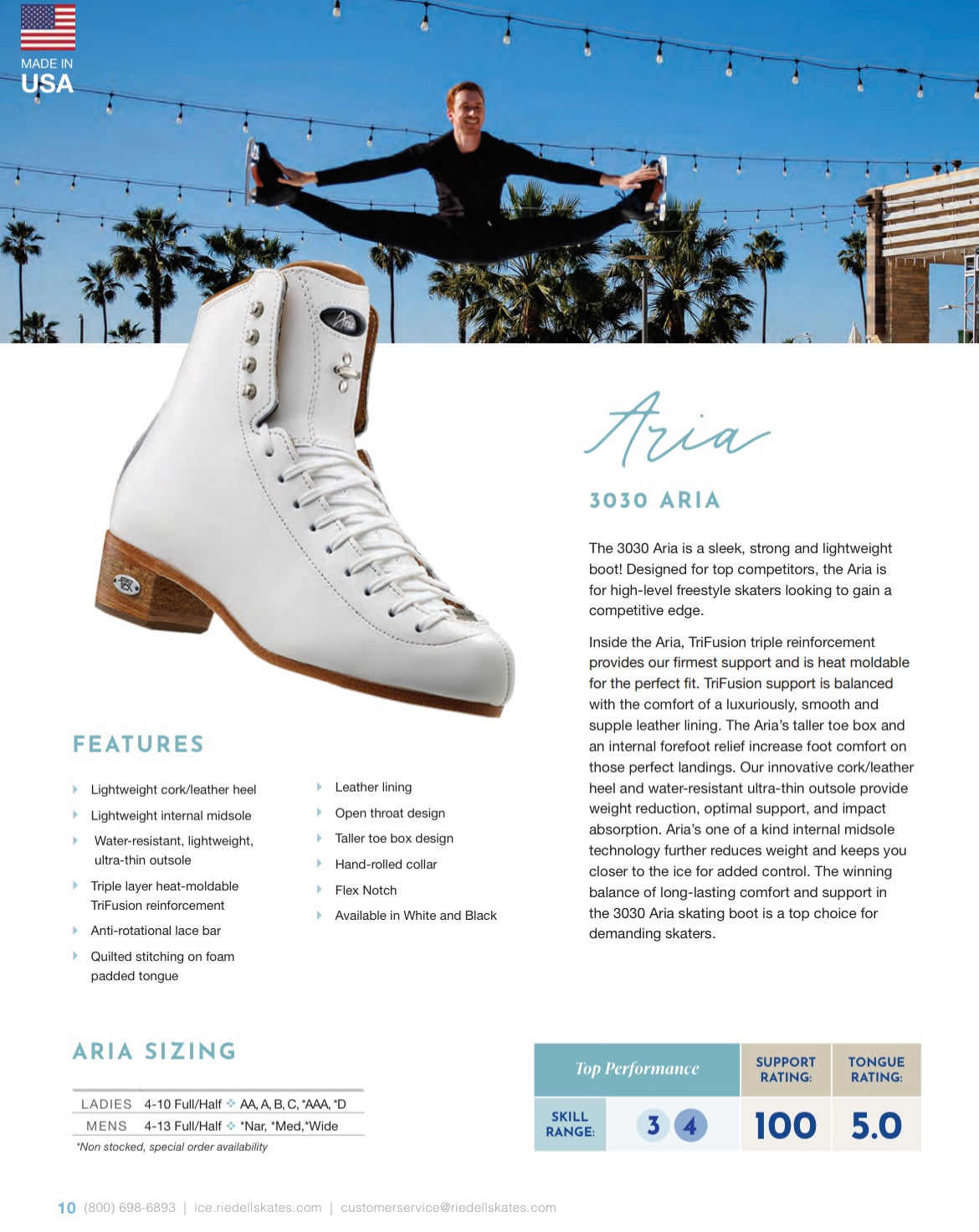 Riedell Aria 3030 White Figure Ice Skating Boot