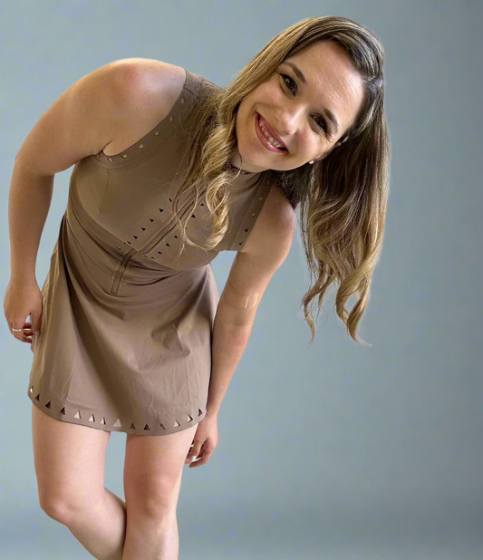 Brilliance & Melrose High-Neck Perforated Cropped Skating DRESS