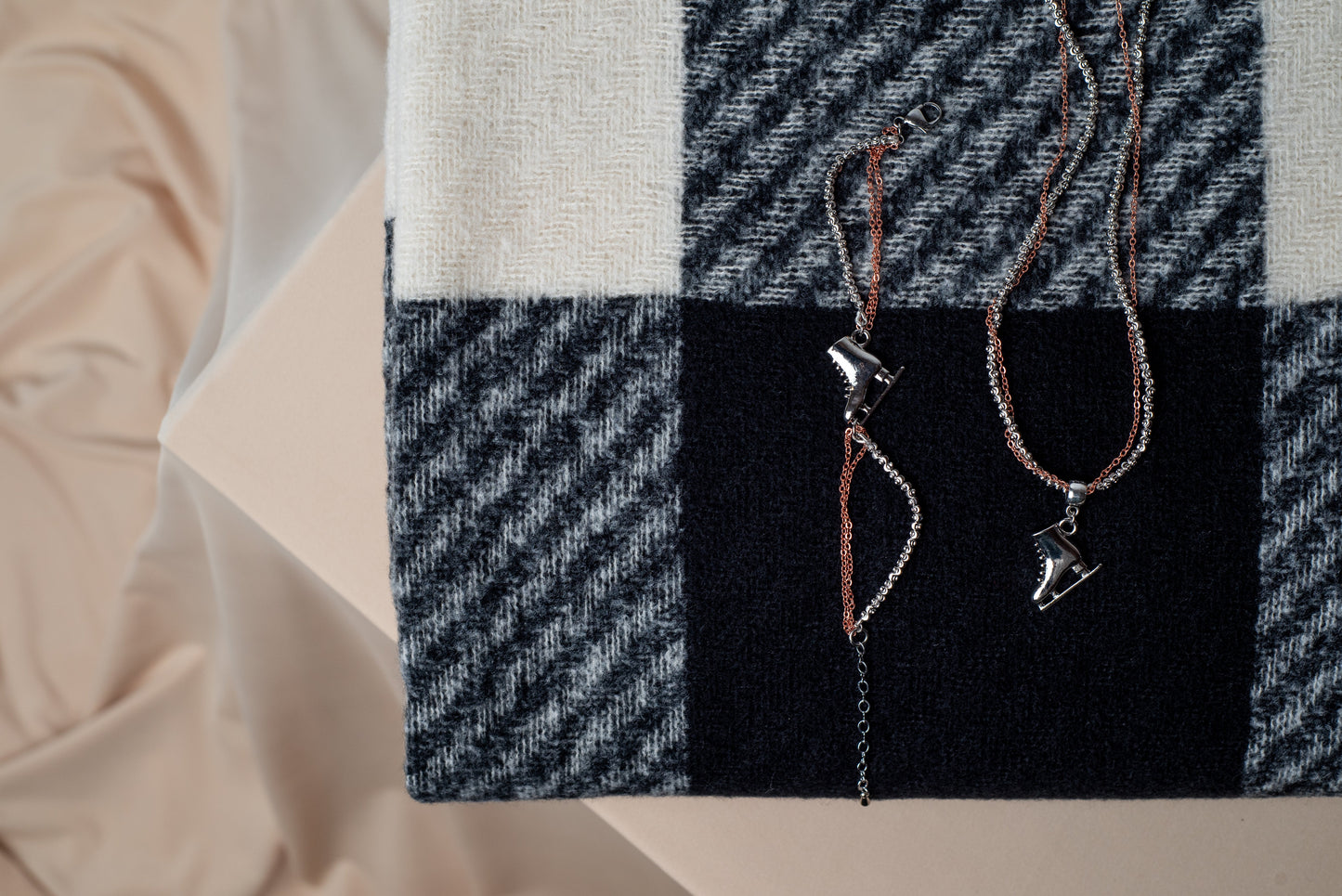 Silver & Copper Skating Necklace
