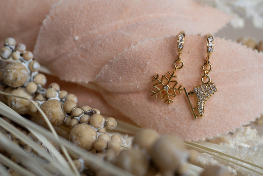 Brilliance & Melrose Asymmetric Snow and Ice Skating Earrings