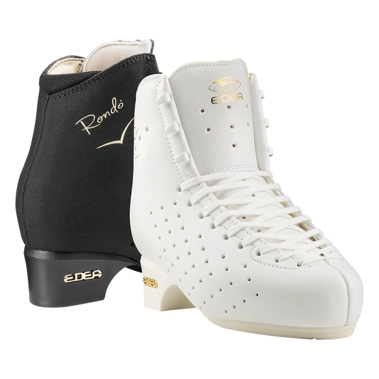 Black and white Edea Rondo roller skating boots shown together