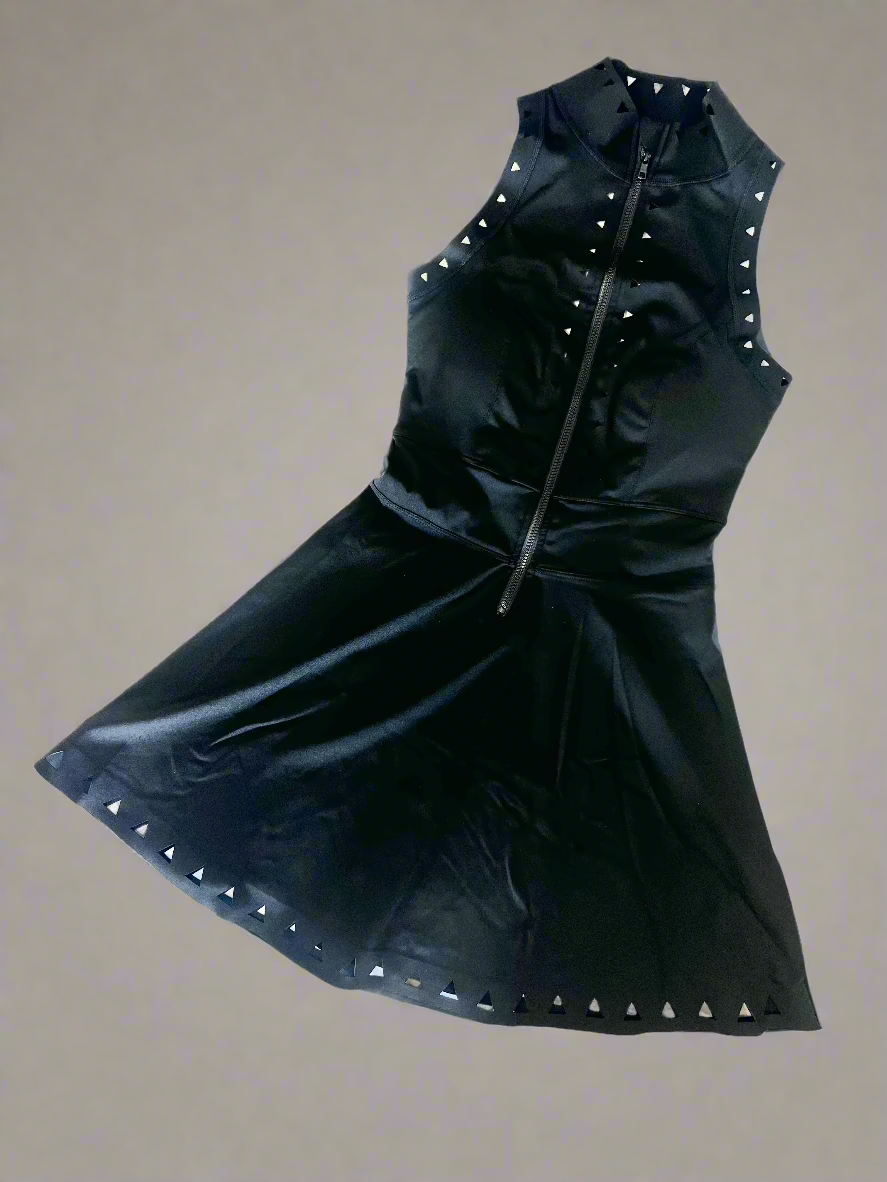 Brilliance & Melrose High-Neck Perforated Cropped Skating DRESS