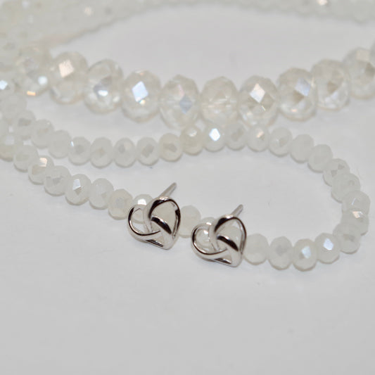 Heart Swizzle Silver Earrings