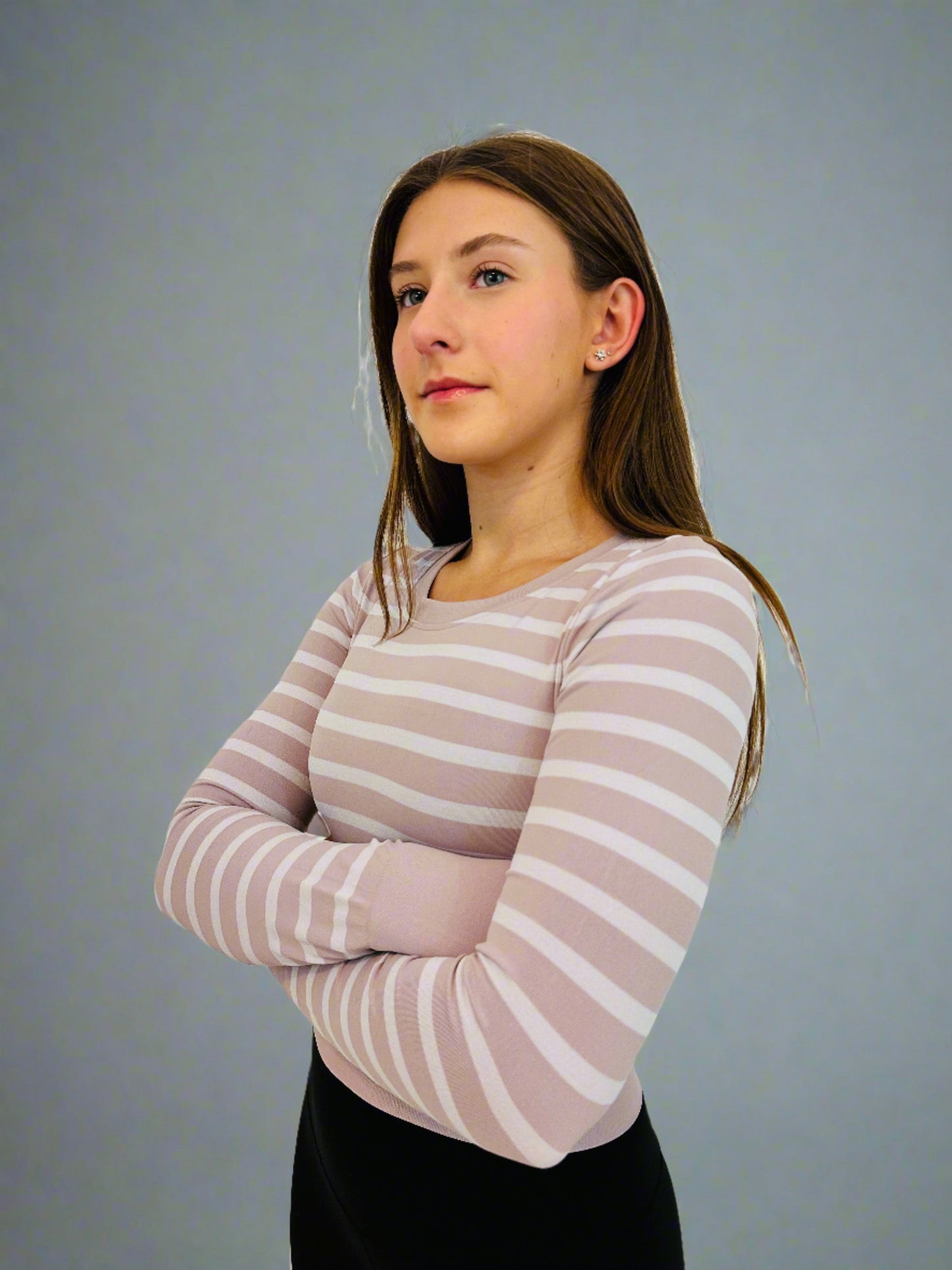 Brilliance & Melrose Striped Skating Crop Shirt