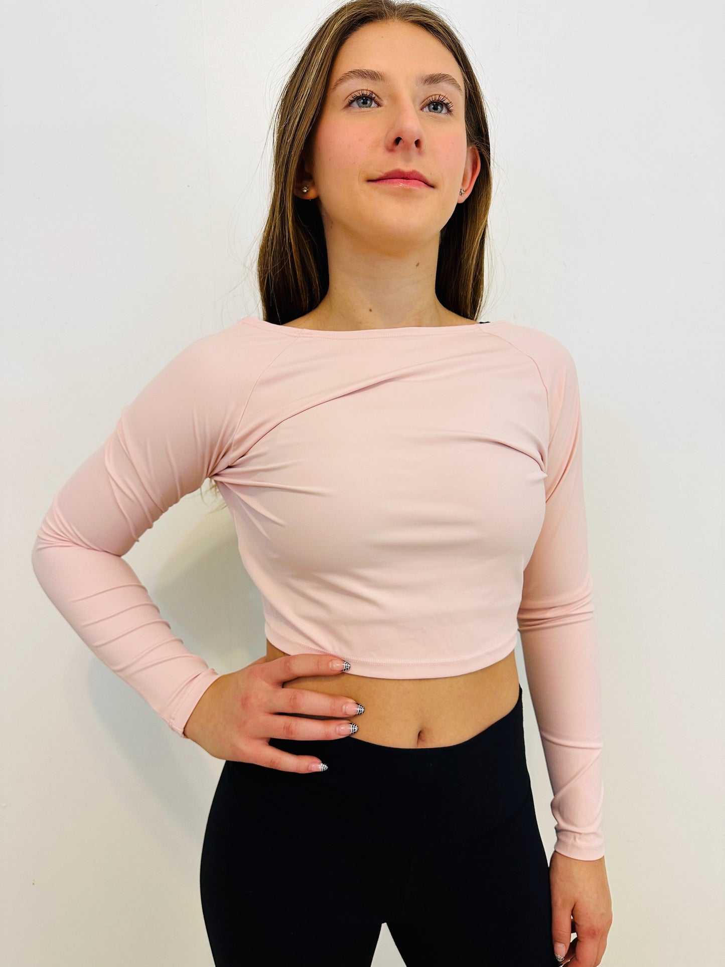 Brilliance & Melrose Back Twist Skating Crop Shirt