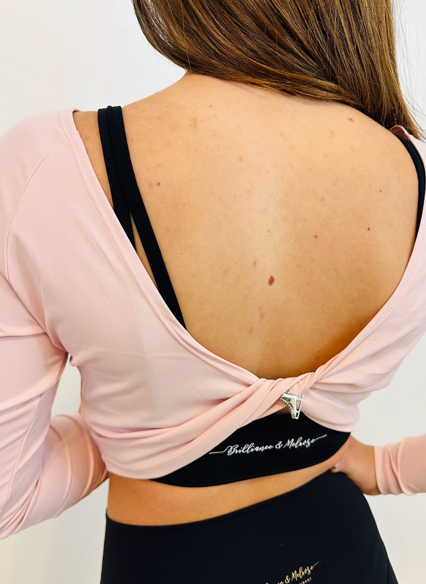 Brilliance & Melrose Back Twist Skating Crop Shirt