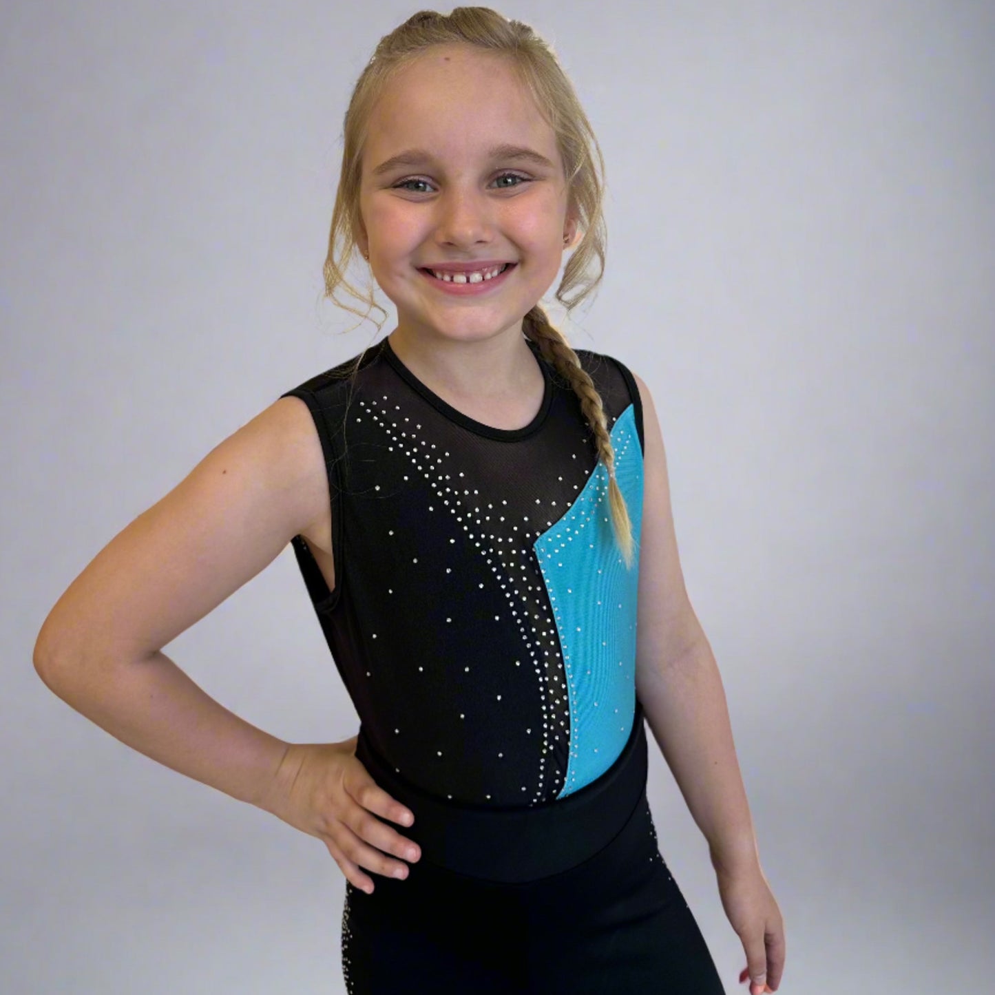 Brilliance & Melrose KID-  Asymetric Ice Skating Bodysuit