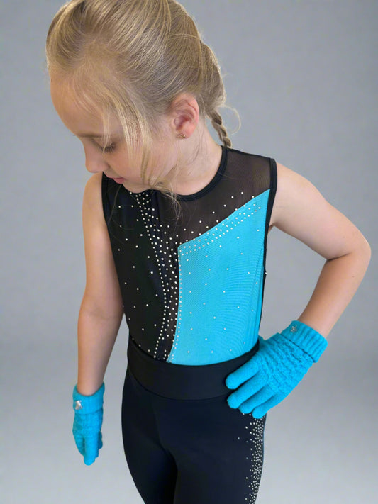 Brilliance & Melrose KID-  Asymetric Ice Skating Bodysuit