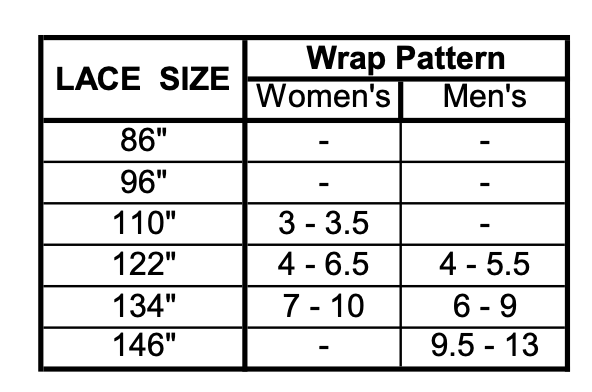 lace size chart for adult size Jackson skates
