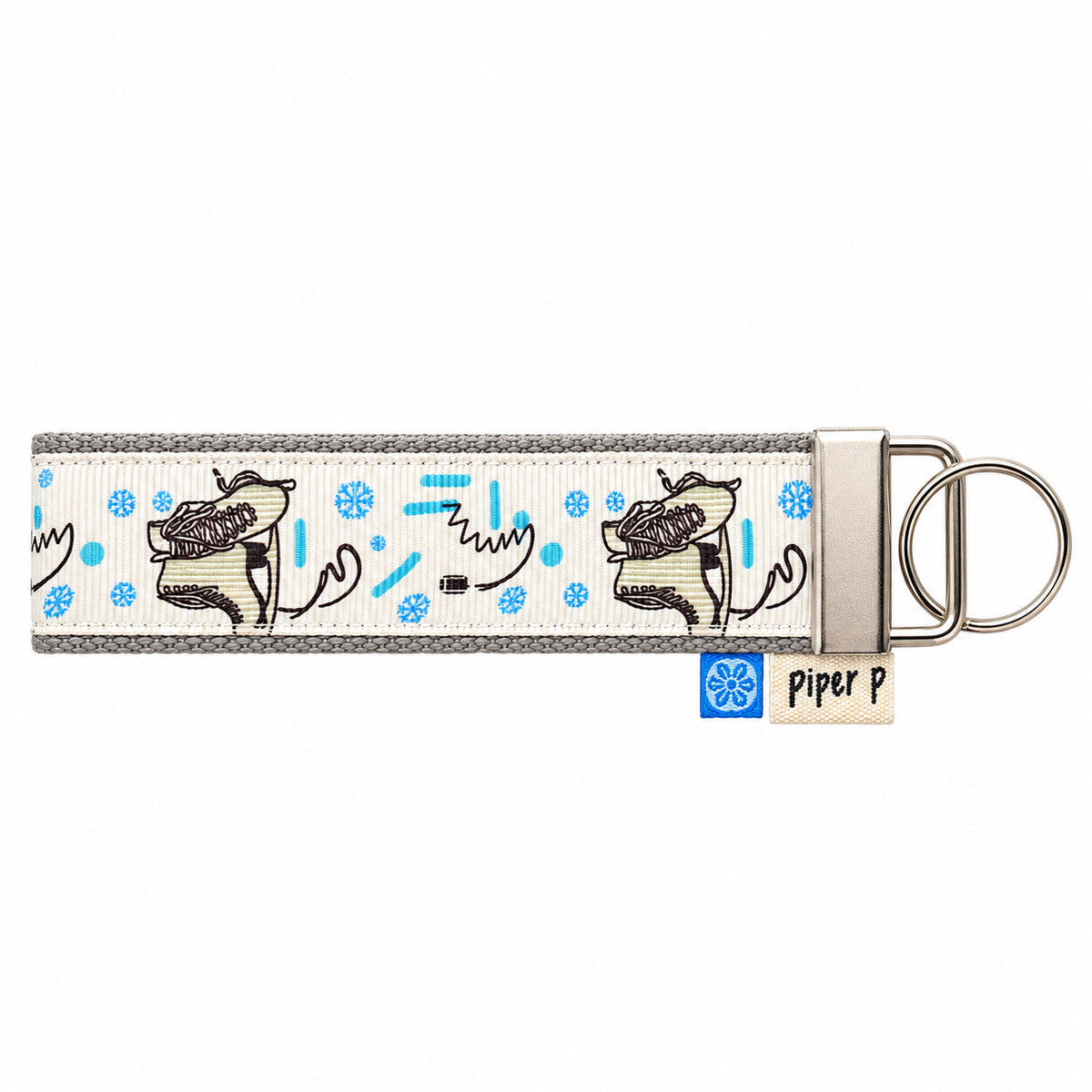 Blue Ice Skates ribbon key fob