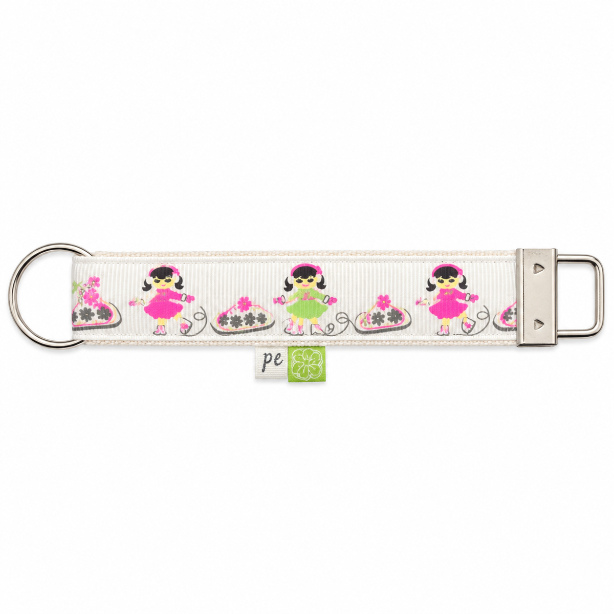 Cream Skaters and Skates ribbon key fob