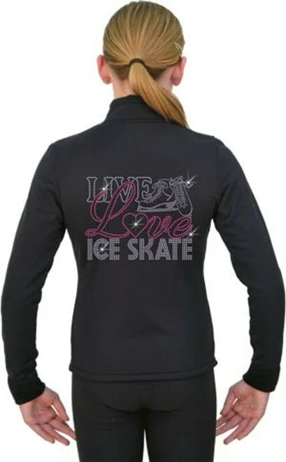 Chloe Noel Love Skate Rhinestone  J11 Solid Polar Fleece Figure Skating Jacket