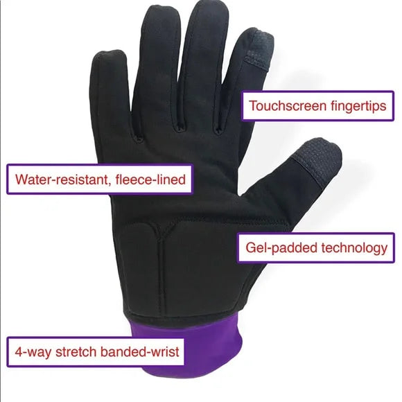 Purple ColorFlow Water-resistant Gloves With Touchscreen Fingertips