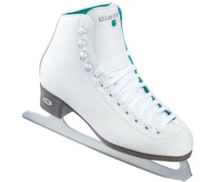 Riedell 10 J White Girls Boot Set with Spiral Stainless Blade