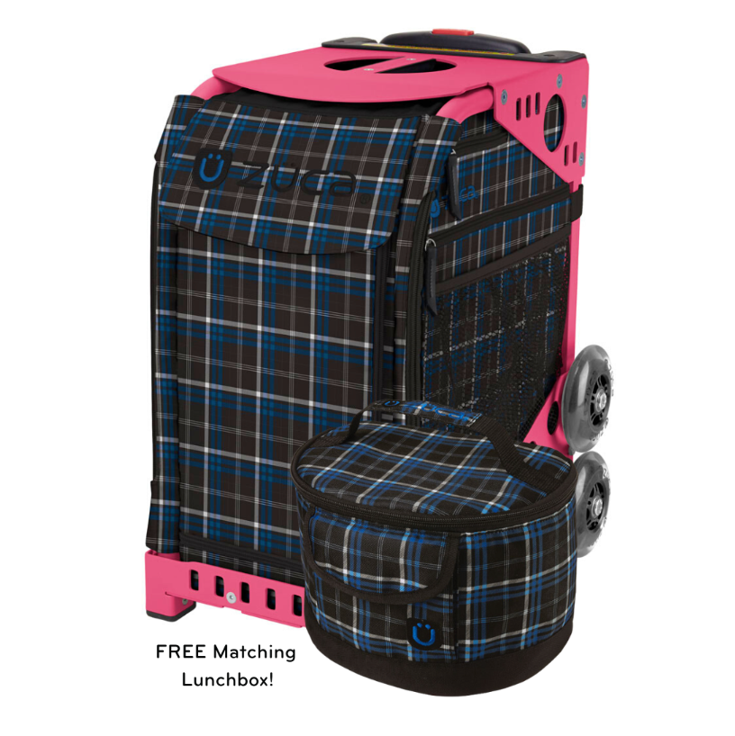 Zuca Imperial Plaid Insert Bag with Free Lunchbox and Optional Rolling Frame
