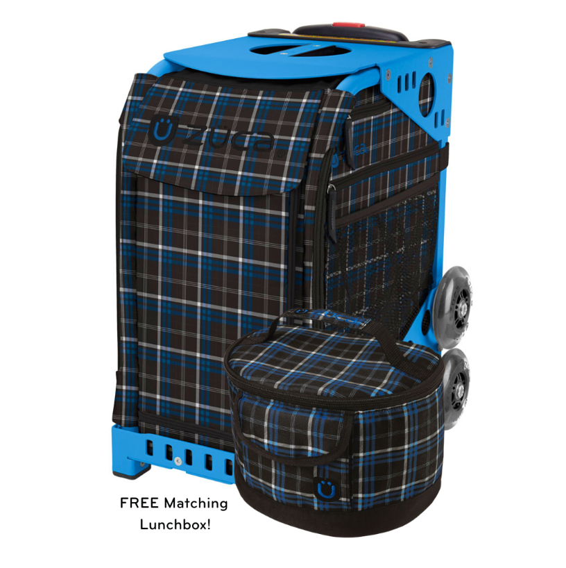 Zuca Imperial Plaid Insert Bag with Free Lunchbox and Optional Rolling Frame