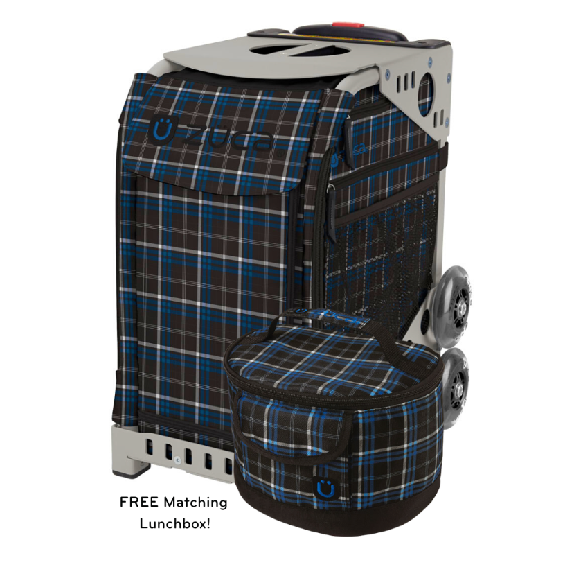 Zuca Imperial Plaid Insert Bag with Free Lunchbox and Optional Rolling Frame