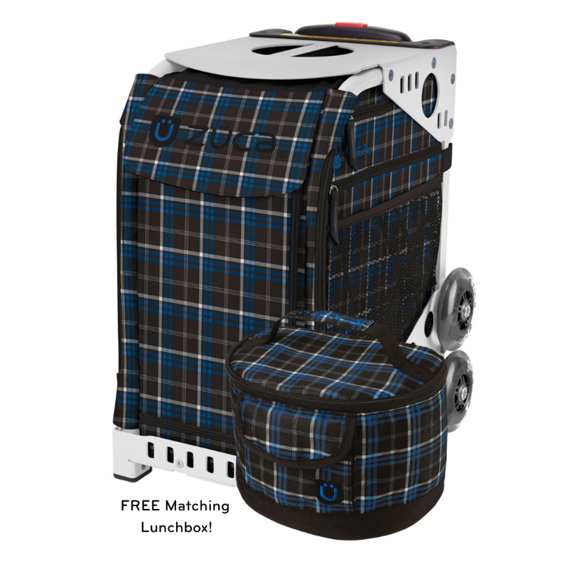 Zuca Imperial Plaid Insert Bag with Free Lunchbox and Optional Rolling Frame