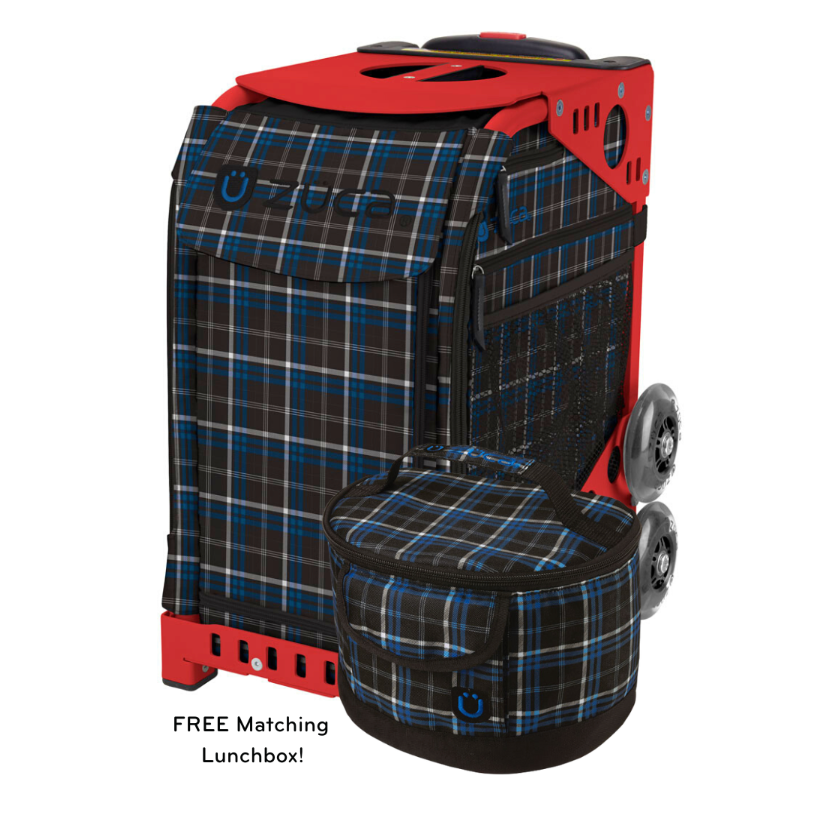 Zuca Imperial Plaid Insert Bag with Free Lunchbox and Optional Rolling Frame