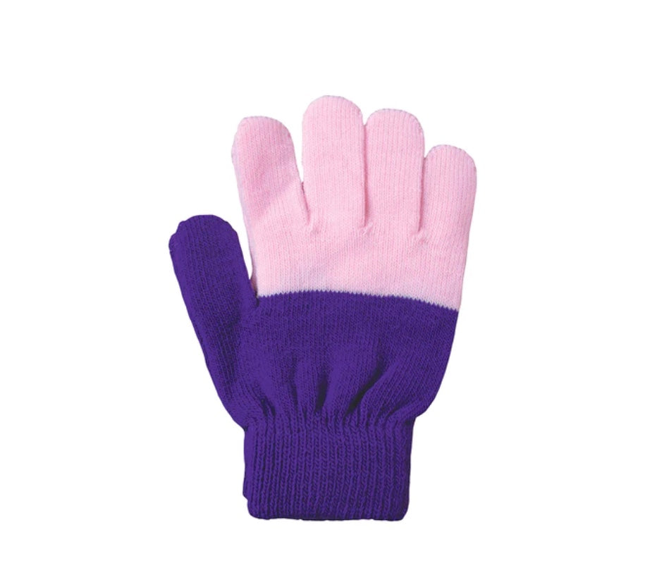 A&R pink and purple knit gloves